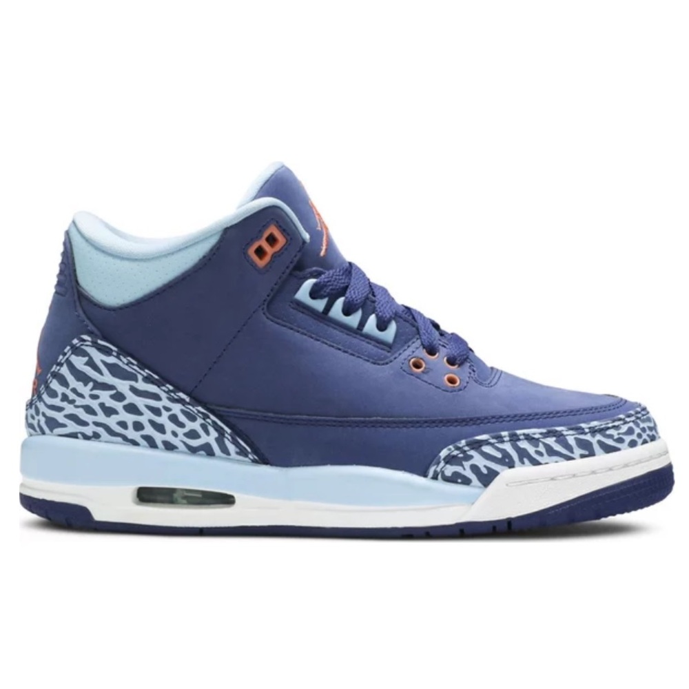 Jordan Women's Sneakers in Blue and Light Blue with Orange Accents